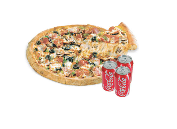 Large Pizza 3 Toppings & 3 Pop